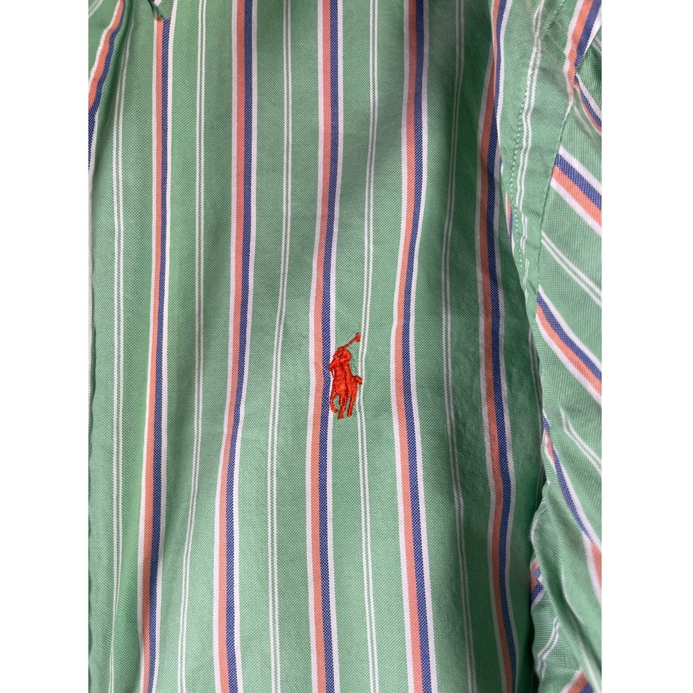Ralph Lauren‎ Mens Green Striped Oxford Button Down Shirt Size M Long Sleeve - Picture 2 of 10